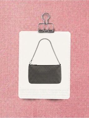 Stradivarius Elegant Black and White Beaded Clutch